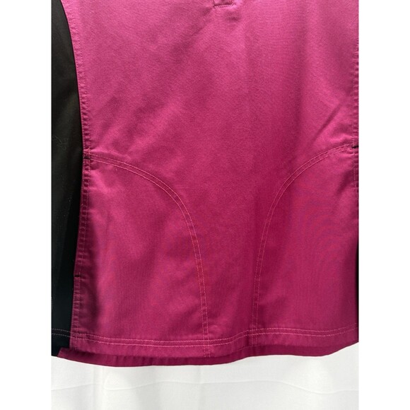 Reina Womens Fushia/Black Scrub Top Size Medium - Picture 2 of 5